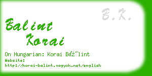 balint korai business card